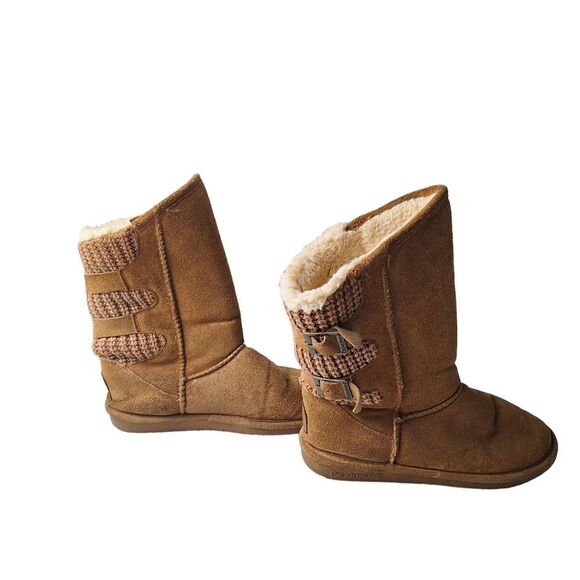 Bearpaw Boshie Hickory Slip On Suede Sheepskin Knit Back Winter Boot Womens Sz 8 - Picture 2 of 13